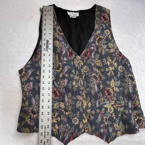 Casey & Max Additions Womens Jacquard Floral Button Front V-Neck Vest Size 1X - Picture 8 of 8